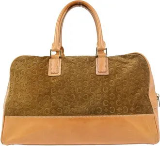 Celine C Macadam Handbag Suede And Leather Brown Suede Handbag (Pre-Owned)