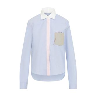 Marni Shirts, female, Blue, Size: 2XS Blue Cotton Shirt Classic Style