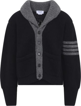 Thom Browne 65 Jersey Kraag Vest - Heren - Vesten - Blauw - XL - Wol - Truien & Vesten