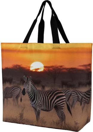 Generic Africsunset Zebras Tote Bag Lightweight Women Handbag Durable Tote Bags For Picnic Beach Work