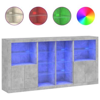 Berkfield Home Sideboard with LED Lights Concrete Grey 202x37x100 cm | Size: 202 x 37 x 100 cm