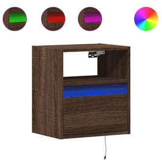 Berkfield Home TV Wall Cabinets with LED Lights 2 pcs Brown Oak 41x31x45 cm | Size: 41 x 31 x 45 cm