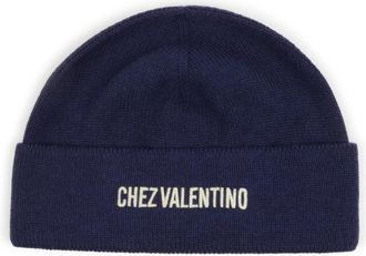 Valentino Chez Gebreide Muts - Heren - Hoeden - Blauw - ONE Size - Katoen - Accessoires