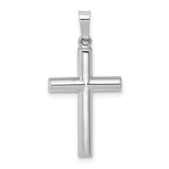 Diamond2Deal 14K White Gold Brushed and Polished Hollow Latin Cross Pendant
