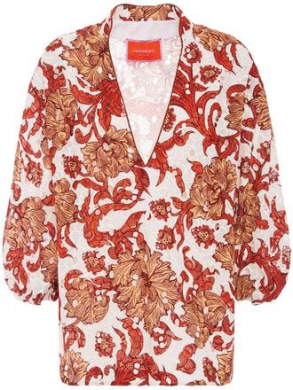 La DoubleJ balloon-sleeves cotton tunic - Red