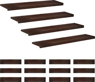 vidaXL Alfombras Para Escalones 16 Uds. 110 X 25 X 2 Cm Marr&oacute;n Oscuro Vidaxl