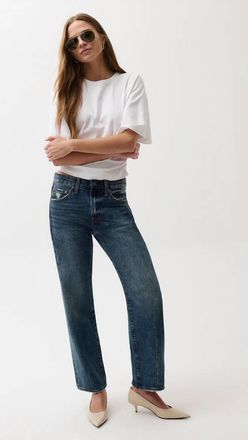 Pistola Denim Lexi Mid Rise Bowed Straight Jeans In Artisan