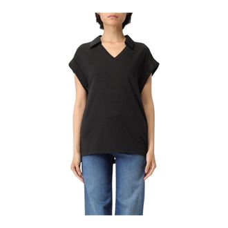 Liu Jo Polo Shirts, female, Black, S, Green V-Neck Top for Women