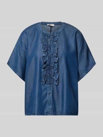 Milano Milano Italy Relaxed Fit Bluse in Denim-Optik mit R&uuml;schen in Marine, Gr&ouml;&szlig;e 36