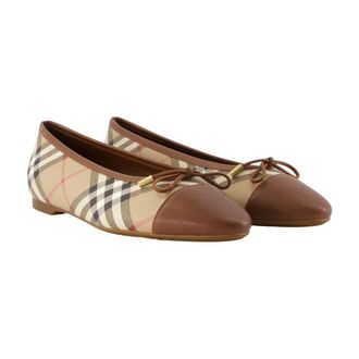 Burberry Checked Canvas Ballet Flat - Beige