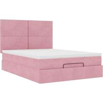 vidaXL Estructura Cama Otomana Colchones Terciopelo Rosa 140x200cm Vidaxl