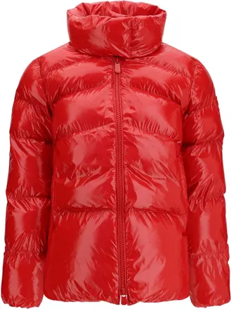 Pinko Red High Collar Quilted Nylon Down Jacket