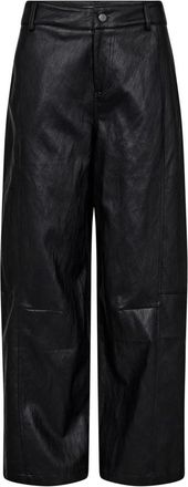 Co'Couture Leren Broek - Dames - Wijde Broeken - Zwart - S - Leer - Broeken