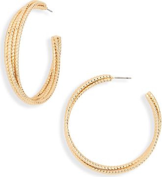 Nordstrom Rack Textured Four Row Hoop Earrings in Gold at Nordstrom Rack