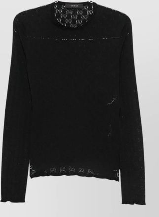 Gucci fine-knit gg-pattern long-sleeve crew-neck t-shirt