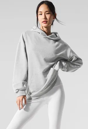 Alo | Chill Hoodie in Athletic Heather Grey, Size: Medium
