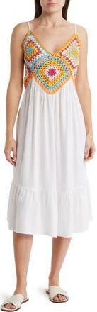 Boho Me Granny Square Crochet Midi Dress in White at Nordstrom Rack, Size Medium