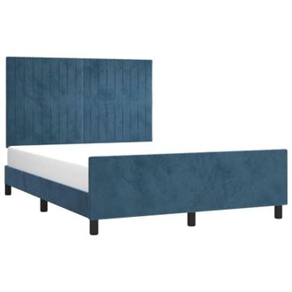 vidaXL Vidaxl - Estructura De Cama Sin Colch&oacute;n Terciopelo Azul Oscuro 140x190cm