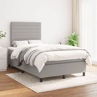 vidaXL Vidaxl - Cama Box Spring Con Colch&oacute;n Tela Gris Claro 120x200 Cm