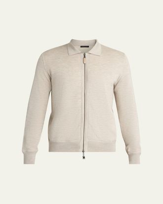 Brioni Mens Heathered Zip-Front Jacket