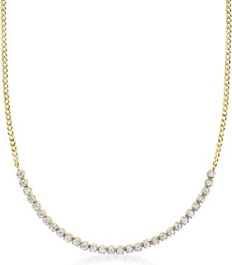 RS Pure by Ross-Simons Diamond Tennis-Style Necklace in 14kt Yellow Gold