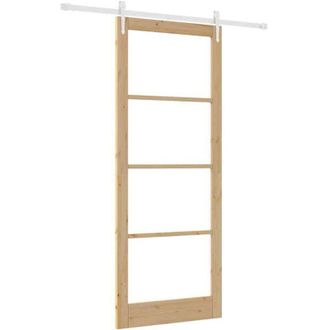 vidaXL Puerta Deslizante Manual Marr&oacute;n 93 X 232 Cm Madera Y Metal Vidaxl