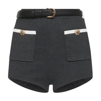 Self Portrait Short Shorts, female, Gray, Size: M Grey Shorts with Ribbed Waistband