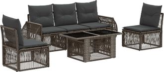 vidaXL Conjunto De Sof&aacute;s De Jard&iacute;n 6 Uds. Gris Y Gris Oscuro Vidaxl