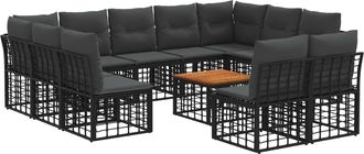 vidaXL Conjunto De Sof&aacute;s De Exterior 12 Uds. Negro Y Gris Oscuro Vidaxl