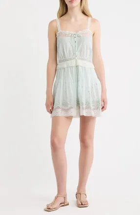 LoveShackFancy Hadlee Lace Minidress in Eau De Nil at Nordstrom, Size 12