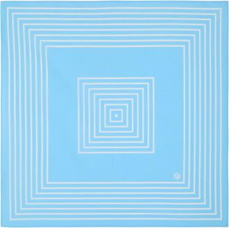 lescarf Striped-print Cotton Scarf - Blue - One Size