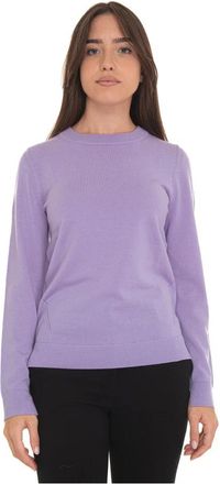 HUGO BOSS Ronde hals Wollen Trui met Zijopeningen - Dames - Ronde hals truien - Paars - 2XL - Wol - Truien & Vesten