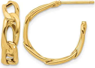 Diamond2Deal 14K Yellow Gold Round Link Post Hoop Earrings