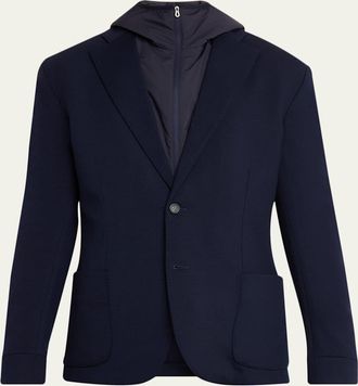 Sease Mens Hooded Blazer with Removable Bib