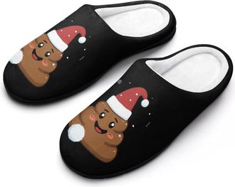 Generic Funny Poop Christmas Funny Mens Cotton Slippers Soft Non-Slip Rubber Sole House Slipper Indoor Outdoor