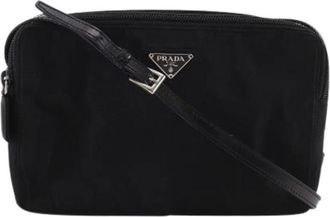 Prada Pre-owned Cross Body Bags, female, Black, Size: ONE SIZE Pre-owned Nylon Cross Body Bag