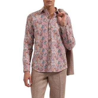 Bugatchi Julian Shaped Fit Paisley Cotton Button-Up Shirt in Sienna at Nordstrom, Size Xxx-Large