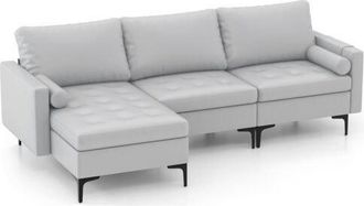 Costway Modular Sectional Sofa Loveseat 2-3-Seater Sofa Seat L-Shaped Padded Cushions