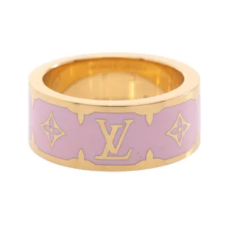 Louis Vuitton Gold Pink Enamel Gold Plating Band Ring (Pre-Owned)