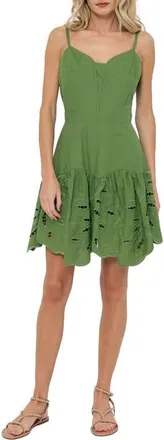 Ciebon Cathal Tiered Sleeveless Eyelet Cotton Dress in Green at Nordstrom, Size X-Large
