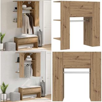 vidaXL Scaffale Ingresso Rovere 97,5x37x99 cm Legno Multistrato - Scaffale da corridoio - Scaffale in legno