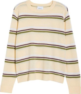Reformation Cashmere Boyfriend Sweater in Parmesan Pear Multi Stripe at Nordstrom, Size X-Large