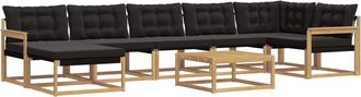 vidaXL Conjunto De Sof&aacute;s De Exterior 8 Uds. Blanco Y Negro Vidaxl
