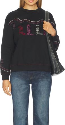 Never Fully Dressed Cowboy Long Sleeve Sweatshirt In Black