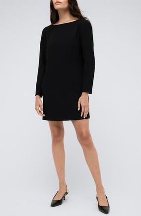 Kenneth Cole Drape Back Long Sleeve Shift Dress in Black at Nordstrom Rack, Size 14