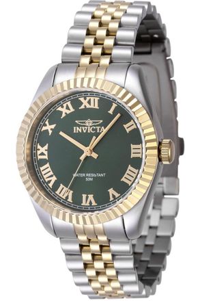 Invicta Specialty 47415 Dames Horloge - Quartz Uurwerk - Roestvrij Staal met groene Wijzerplaat - 36mm
