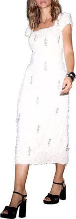 Mint Velvet Embellished Jacquard Midi Dress in Ivory at Nordstrom, Size 4