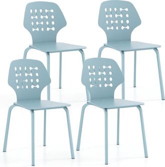 Costway Set of 4 Dining Chair Metal Kitchen Bar Chair Stool Armless Accent Side Chair