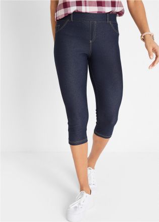Bonprix Caprileggings BONPRIX, Damen, Gr. 52/54 (XXL), N-Gr, blau, Denim/Jeans, Obermaterial: 70% Baumwolle, 25% Polyester, 5% Elasthan, unifarben, skinny fit