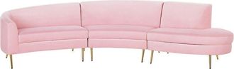 Beliani Beliani - Retro Velvet 4 Seater Sofa Pink Backrest Golden Metal Legs Moss